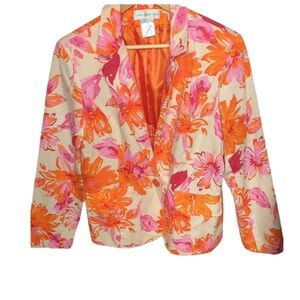 Susan Graver Floral Blazer in Pink and Orange